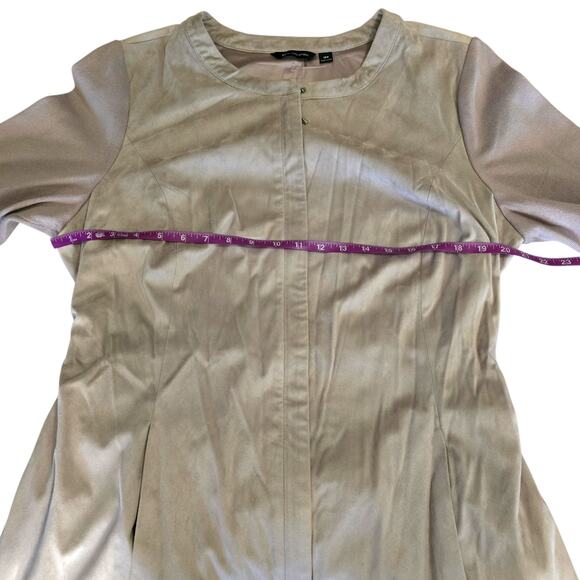 H by Halston Faux Suede Jacket w/ Knit Sleeves & Belt – Taupe – Size 18W - Picture 7 of 11